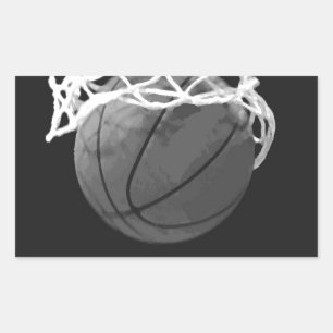 Sticker Rectangulaire Basket-ball noir et blanc