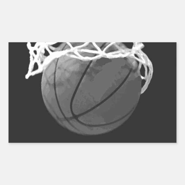 Sticker Rectangulaire Basket-ball noir et blanc (Devant)