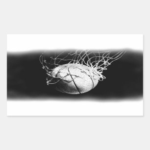 Sticker Rectangulaire Basket-ball noir et blanc