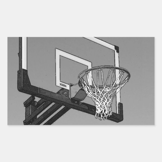 Sticker Rectangulaire Basket-ball noir et blanc (Devant)