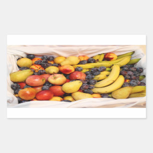 Sticker Rectangulaire Basket Full Of Fruits
