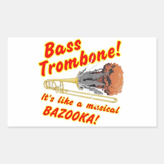 Sticker Rectangulaire Bass Trombone Musical Bazooka (Devant)
