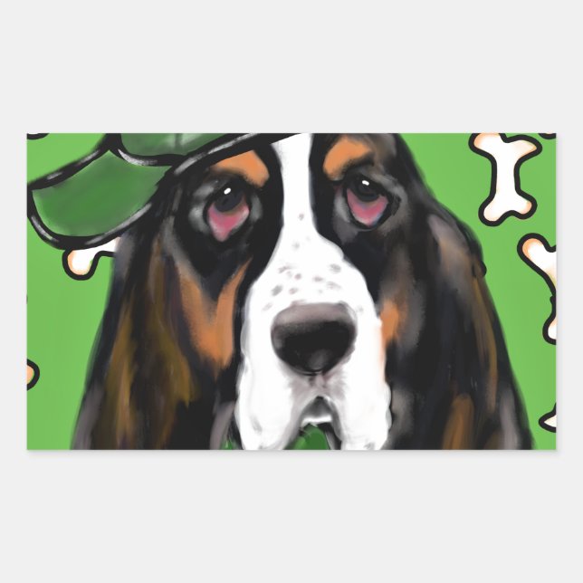 Sticker Rectangulaire Basset Hound (Devant)