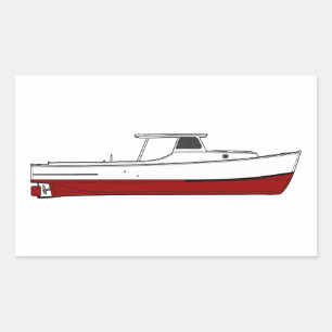 Sticker Rectangulaire Bateau en bois vintage de Deadrise de baie de