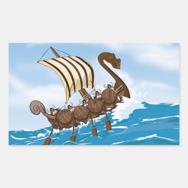 Sticker Rectangulaire Bateau Viking (Devant)