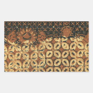 Sticker Rectangulaire Batik Earthy Café Elégant Rustique Rugueux