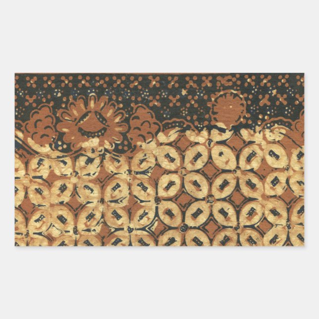 Sticker Rectangulaire Batik Earthy Café Elégant Rustique Rugueux (Devant)