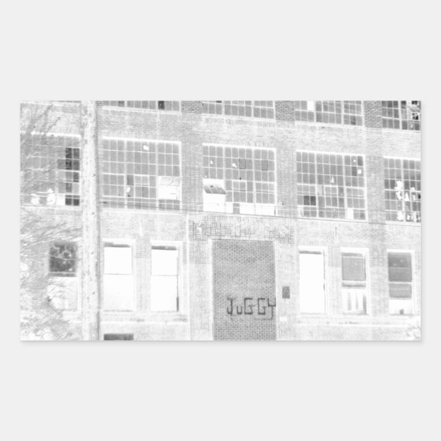 Sticker Rectangulaire Bâtiment industriel abandonné - négatif (Devant)