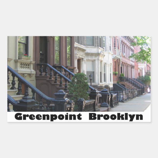 Sticker Rectangulaire Bâtiments Greenpoint Brookyly Brownstone (Devant)