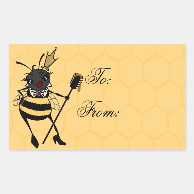 STICKER RECTANGULAIRE BÂTISSEURS CADEAUX CUTE QUEEN BEE MATTE RECTANGLE (Devant)