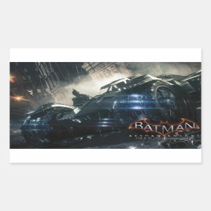 Sticker Rectangulaire Batman Avec Batmobile Dans La Pluie