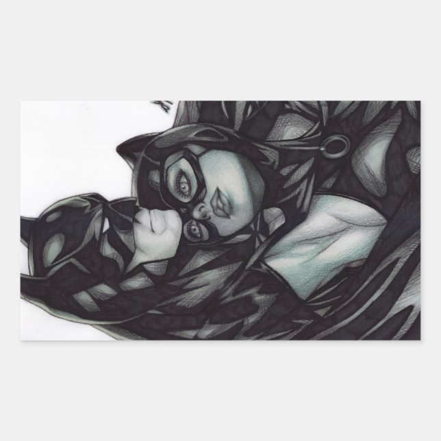 Sticker Rectangulaire Batman & Catwoman ~ Bruce Wayne & Selina Kyle (Devant)