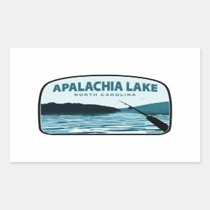 Sticker Rectangulaire Bâton de pêche du lac Apalachia North Carolina
