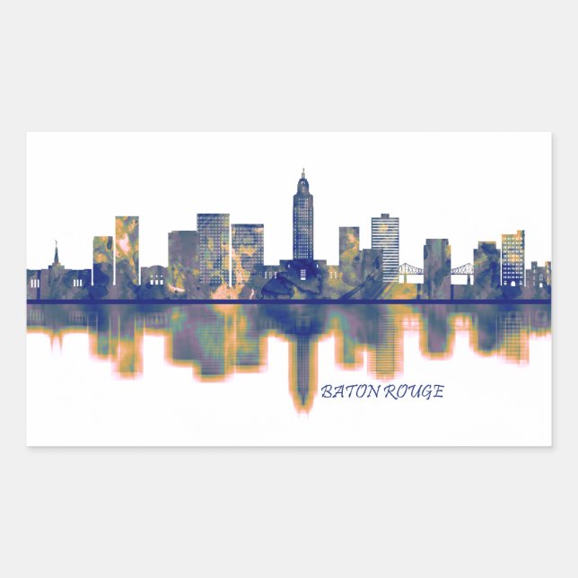 Sticker Rectangulaire Baton Rouge Skyline (Devant)