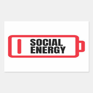 Sticker Rectangulaire Batterie sociale Énergie sociale Introvertir
