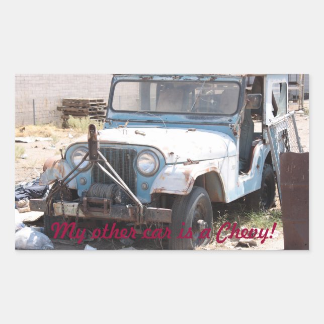 Sticker Rectangulaire Battez Blue Jeep (Devant)