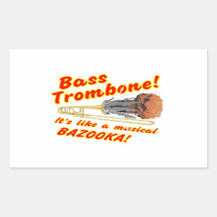 Sticker Rectangulaire Bazooka bas de musical de trombone