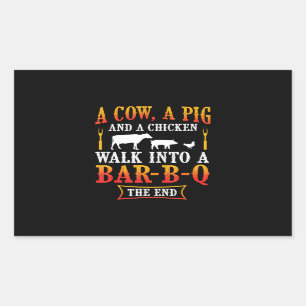 Sticker Rectangulaire BBQ   Barbecue Barbecue Barbecue Plaisanterie Gril