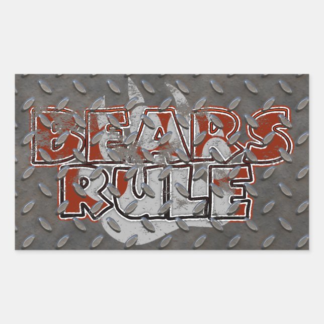 Sticker Rectangulaire Bears Rule Brown sur le dossier Silver Paw Grunge  (Devant)