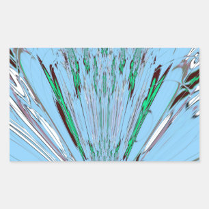 Sticker Rectangulaire Beau Aqua Bleu Extraordinaire Motif Art Floral