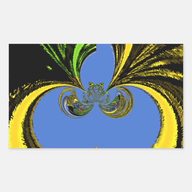 Sticker Rectangulaire Beau Beau Art Sud-Africain Jaune et Bleu (Devant)