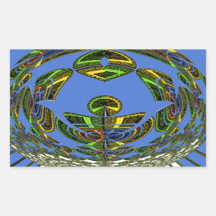 Sticker Rectangulaire Beau bleu africain traditionnel Vecteur ethnique