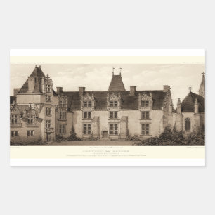 Sticker Rectangulaire Beau Château français à Sepia Tones