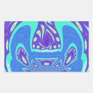 Sticker Rectangulaire Beau cyan bleu kaléidoscope vectoriel design