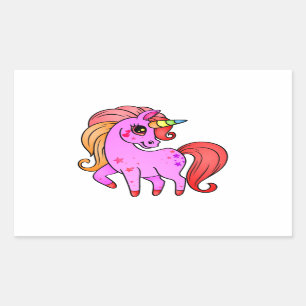 Sticker Rectangulaire Beau dessin de licorne pour