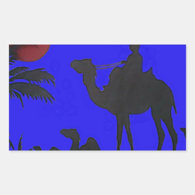 Sticker Rectangulaire Beau Extraordinaire Sunset Camel Safari Art Imprim (Devant)