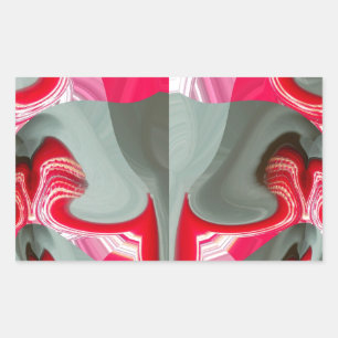 Sticker Rectangulaire beau motif géométrique gris cendré rouge design AR