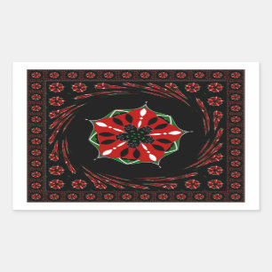 Sticker Rectangulaire Beau rose Bleu Blanc Coeurs d'amour Design