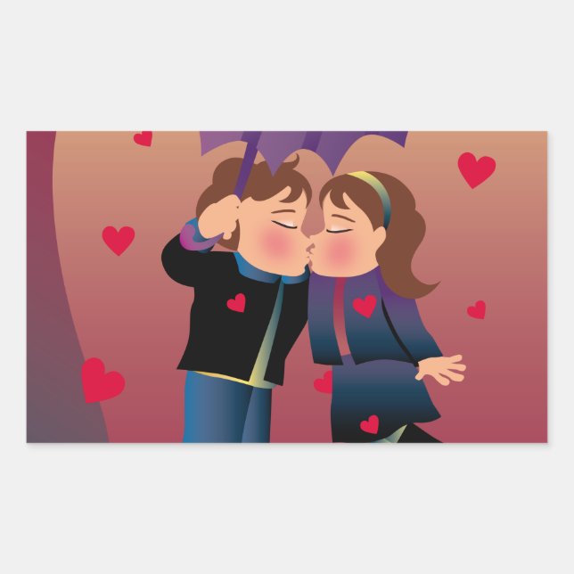 Sticker Rectangulaire Beaucoup de baisers (Devant)