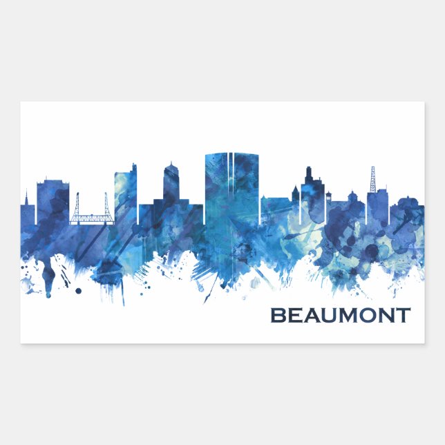 Sticker Rectangulaire Beaumont Texas Skyline Blue (Devant)