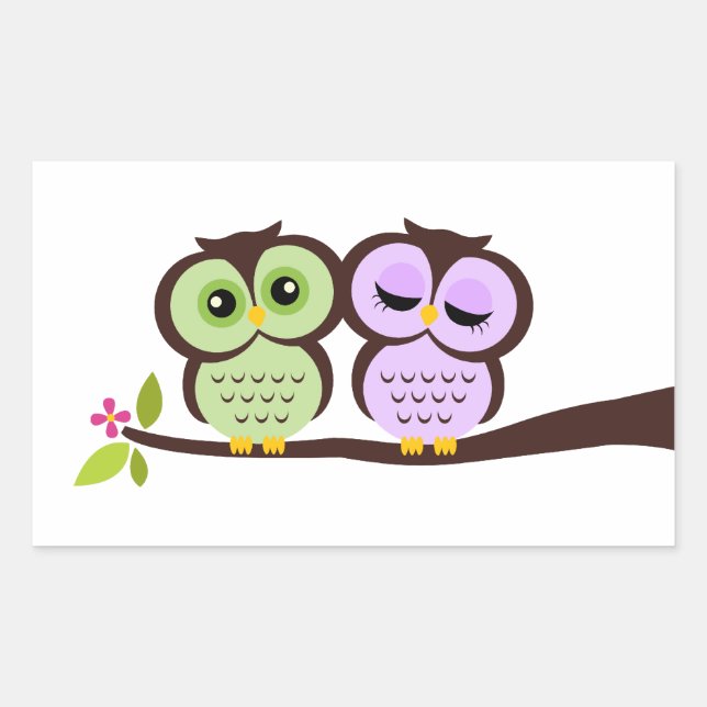 Sticker Rectangulaire Beaux hiboux (Devant)