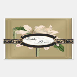 Sticker Rectangulaire Bécasseau Ballotin Vintage Lily Gold