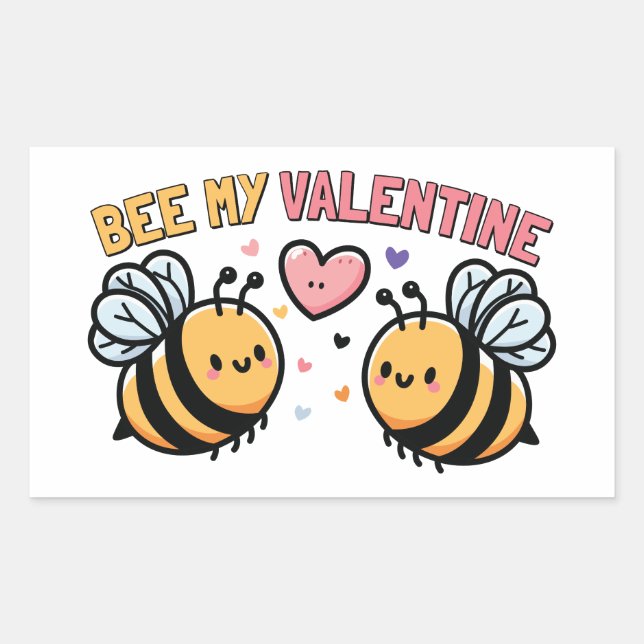 Sticker Rectangulaire Bee My Valentine (Devant)