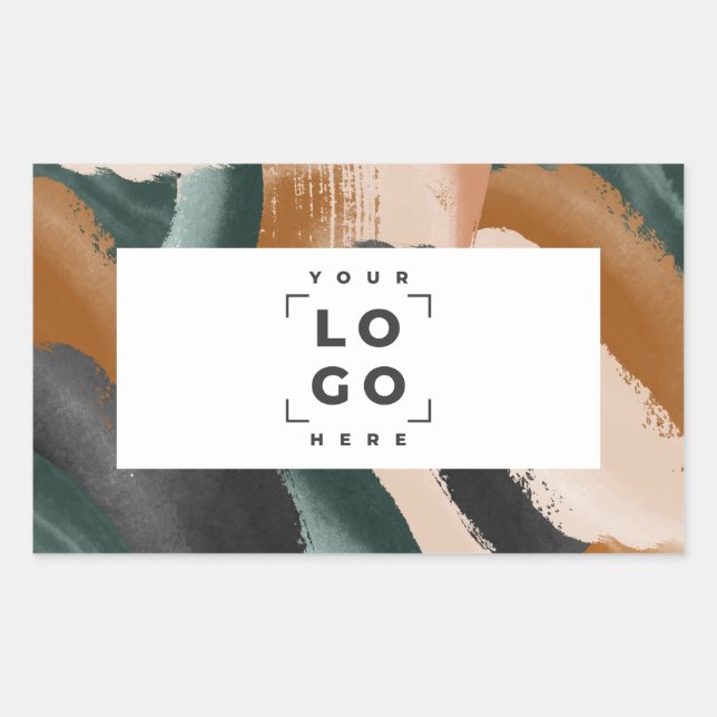 Sticker Rectangulaire Beige, vert abstrait peint minimal moderne (Devant)