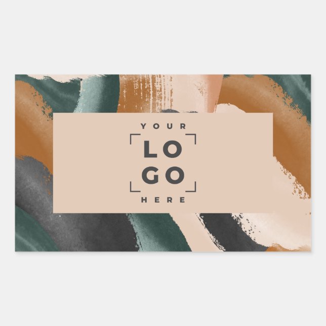 Sticker Rectangulaire Beige, vert abstrait peint minimal moderne (Devant)