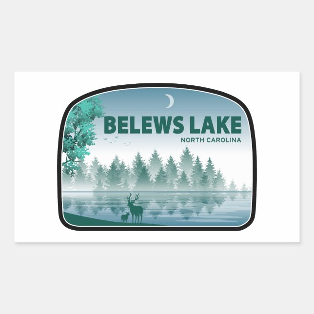 Sticker Rectangulaire Belews Lake Caroline du Nord Cerf (Devant)
