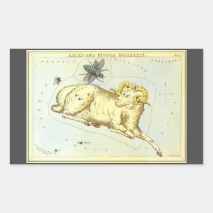 Sticker Rectangulaire Bélier, Constellation Vintage, Miroir d'Urania