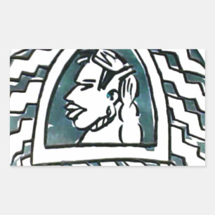 Sticker Rectangulaire Belle Africaine Bongo Massai Portrait Tribal Art