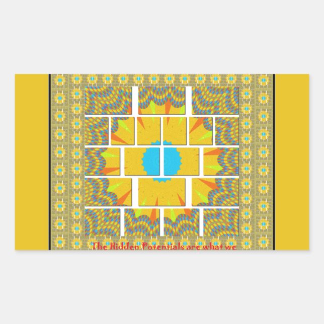 Sticker Rectangulaire Belle conception graphique extraordinaire jaune or (Devant)
