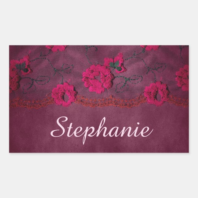 Sticker Rectangulaire Belle dentelle victorienne violette (Devant)