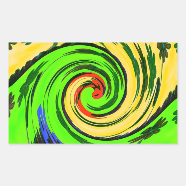 Sticker Rectangulaire Belle Extraordinaire vague d'été vague de couleurs (Devant)