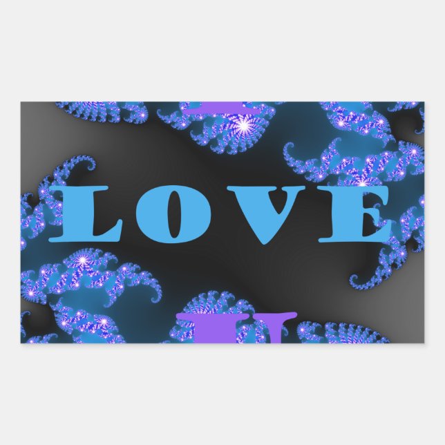 Sticker Rectangulaire Belle Galactique Blue Love Texte Motif Design, (Devant)