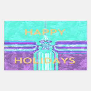 Sticker Rectangulaire Belle Happy Holidays Blue Cyan conception vectorie