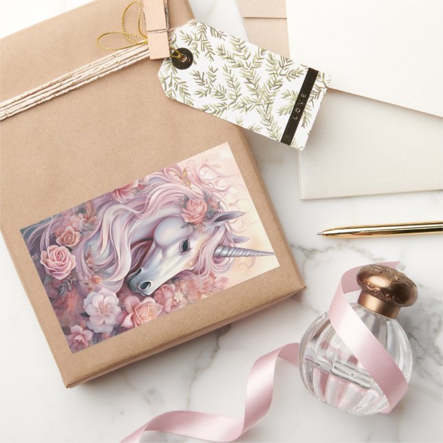 Sticker Rectangulaire Belle licorne (Cadeaux)
