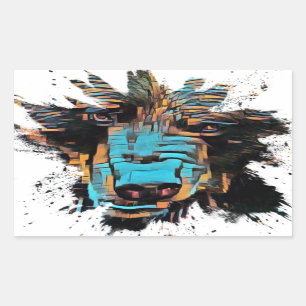 Sticker Rectangulaire Belle Ours Noir