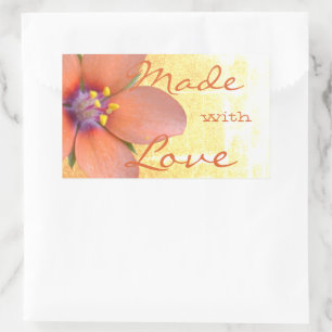 Sticker Rectangulaire Belle Peach Flower Fleur mignonne Fabriquée avec a